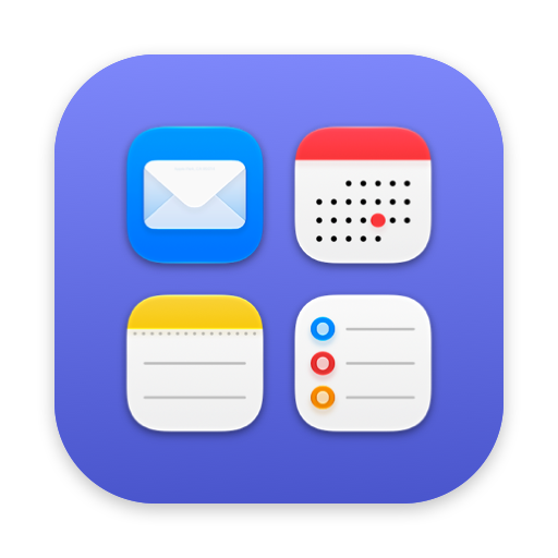 Work stack icon in App Stack: previews of Mail, Calendar, Notes and Reminders on an indigo tile